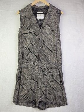 Hei Hei Anthropologie Romper Womens Size M Nova Button Down Geometric Sleeveless
